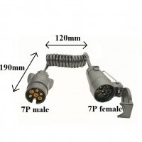 spiral cable with 7 pin plug and 7 pin socket, spiral connecting cable